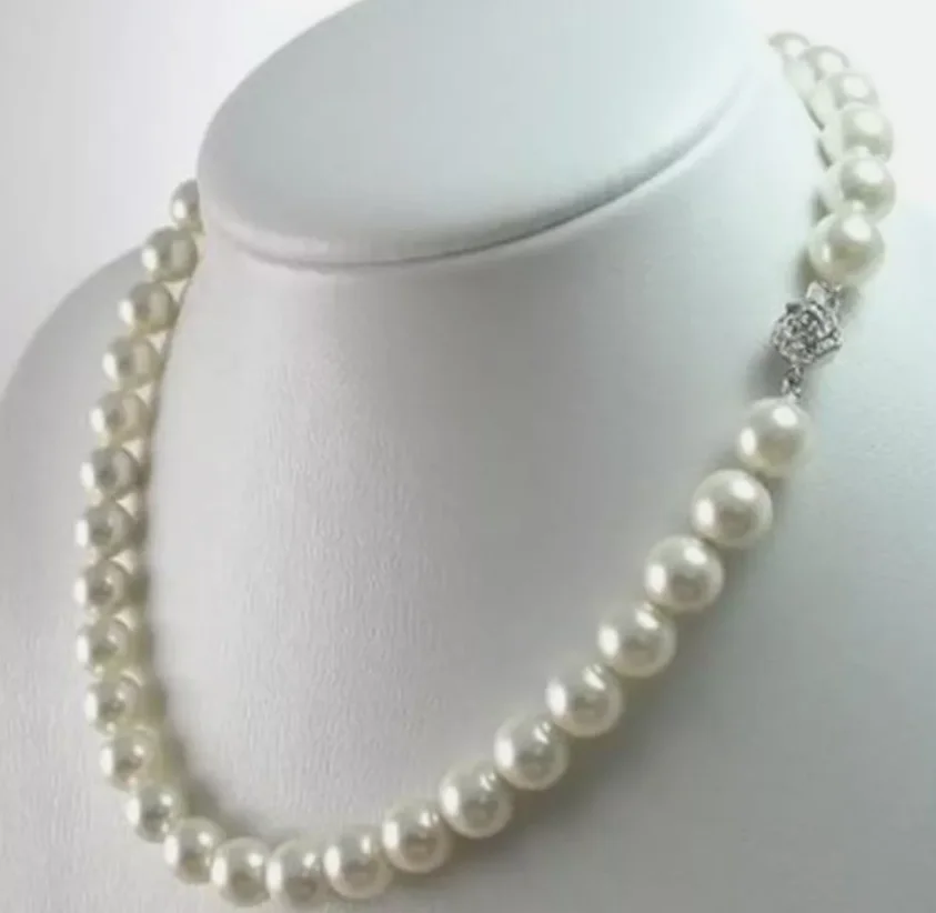 

Natural 9-10mm South Sea White Pearl Necklace with 18 inch AAA 925S 18inch---30inch