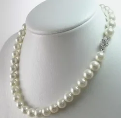 Natural 9-10mm South Sea White Pearl Necklace with 18 inch AAA 925S 16inch---36inch