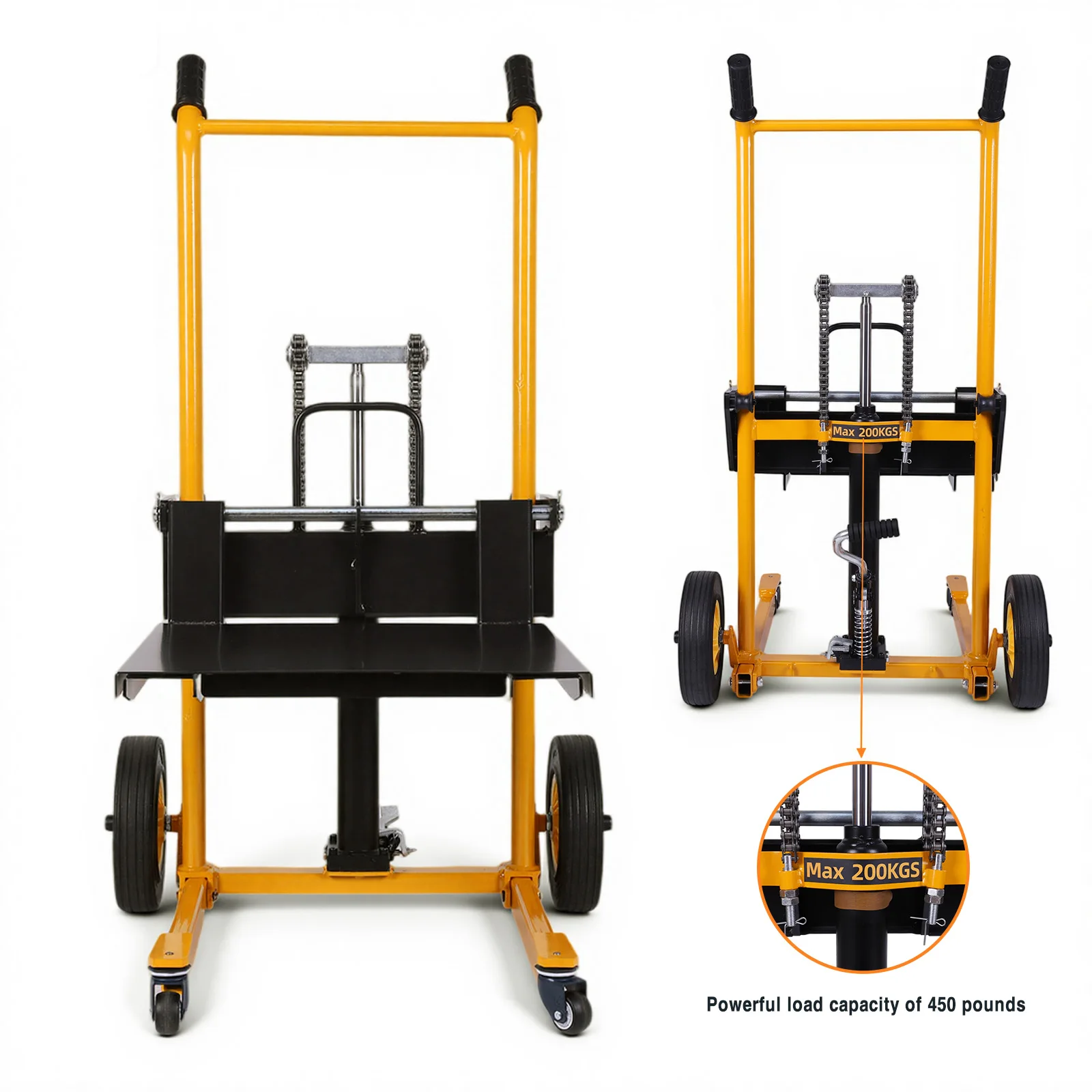 Troli Angkat Lipat Mini Forklift dengan Roda Putar, Troli Meja Pallet Jack Portabel, Troli Pallet Tahan Aus