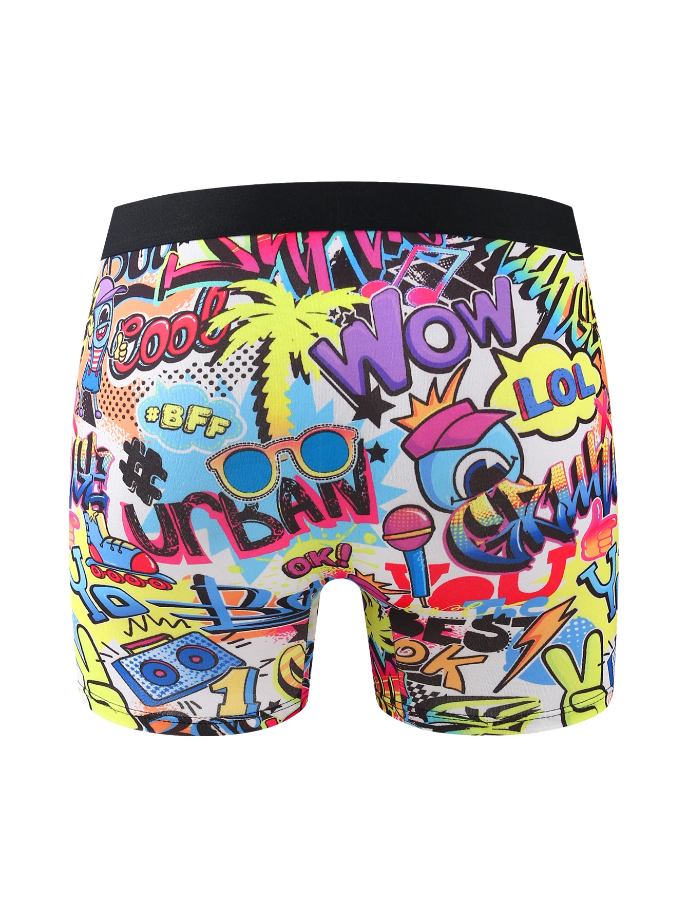 10-Pack Street Art Graffiti Men's Boxer Briefs MDKEB Belt Breathable Mid-Waist Random Color Mix Assorted Pack