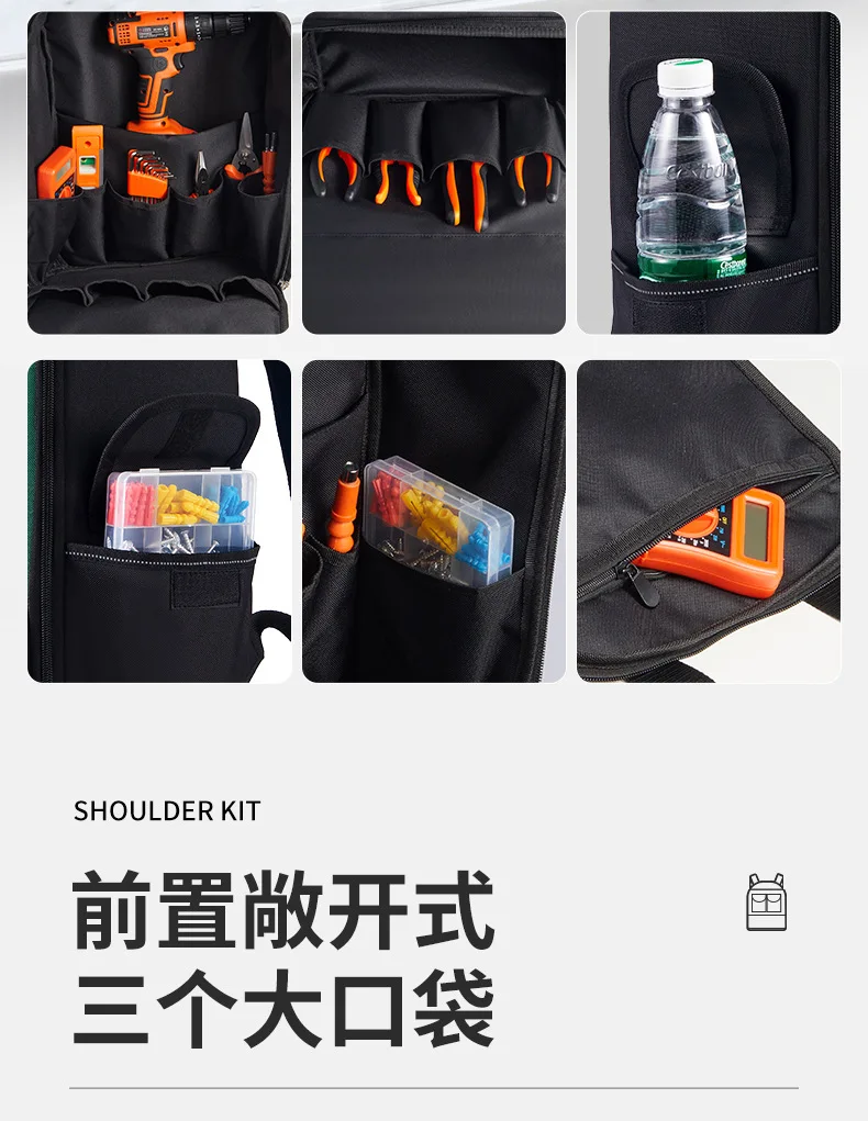 Durable Waterproof Oxford Tool Backpack, Large Capacity Storage Bag for Electrician Maintenance Tools