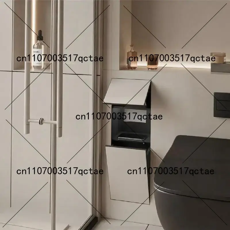SSM  304 stainless steel niche toilet hidden trash can embedded in tissue box concealed toilet niche can