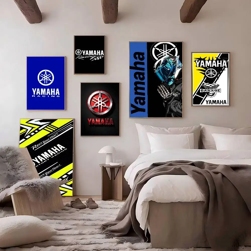 Motorrad Y-YamAha-S Anime-Poster, selbstklebende Wandkunst in HD-Qualität, Retro-Poster für Zuhause, Kawaii-Raumdekoration