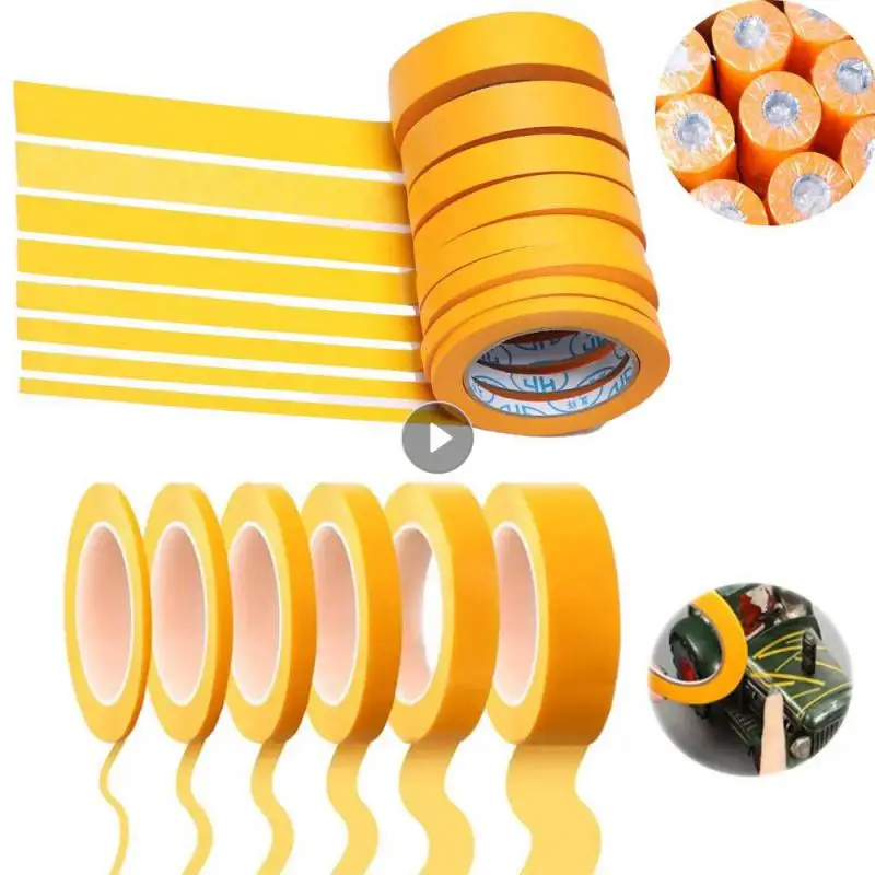 1pc Masking Tape 8-40mm Yellow Adhesive Tape Textured Paper Car Paint Decoration Seamless Hand Tear Without Mark For Painting