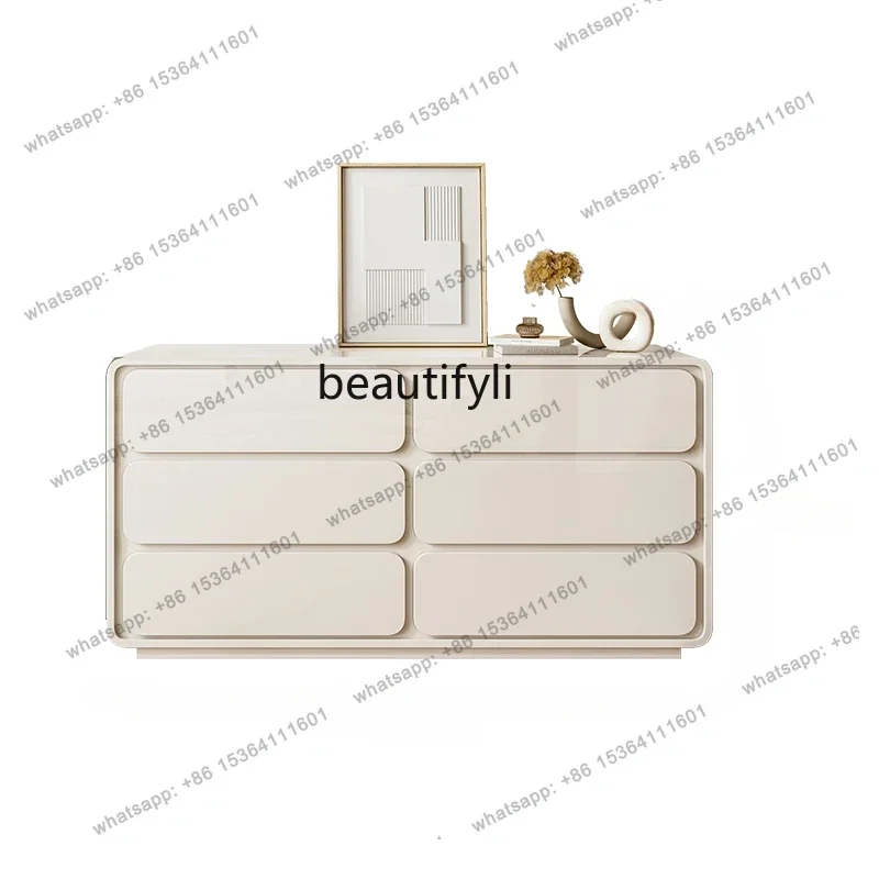 French Cream Style Dresser Simple Border Storage Chest of Drawers All Solid Wood Light Luxury Modern storage cabinet