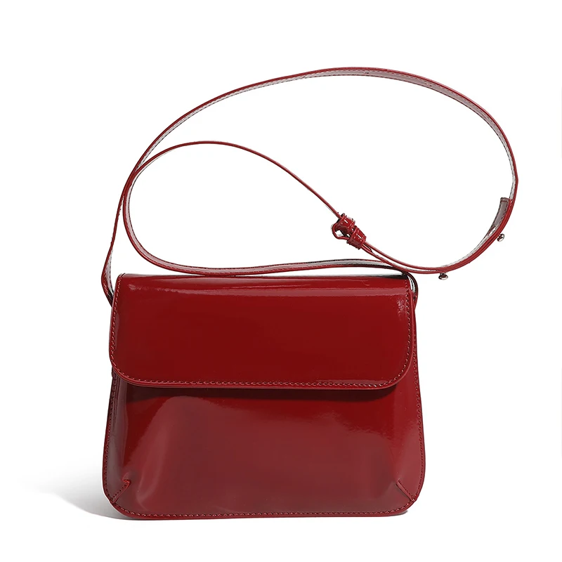 Fashion Patent Leather Women\'s Shoulder Bags Retro Solid Color Female Messenger Bag Large Capacity Ladies Underarm Bag Handbags