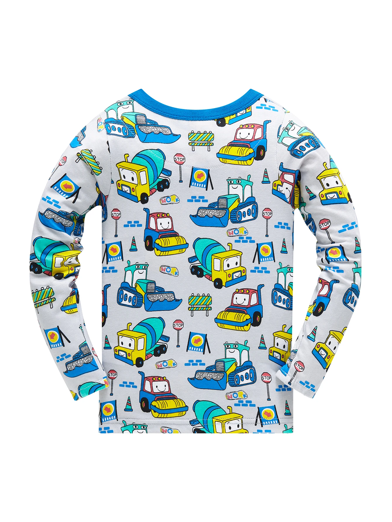 Pyjama-Set für Jungen mit Cartoon-Motiv, 100 % Baumwolle, 2-teilig, Loungewear, langärmlig, elastische Bündchen, weiche Nachtwäsche für Kinder von 1–8 Jahren – Detail 6