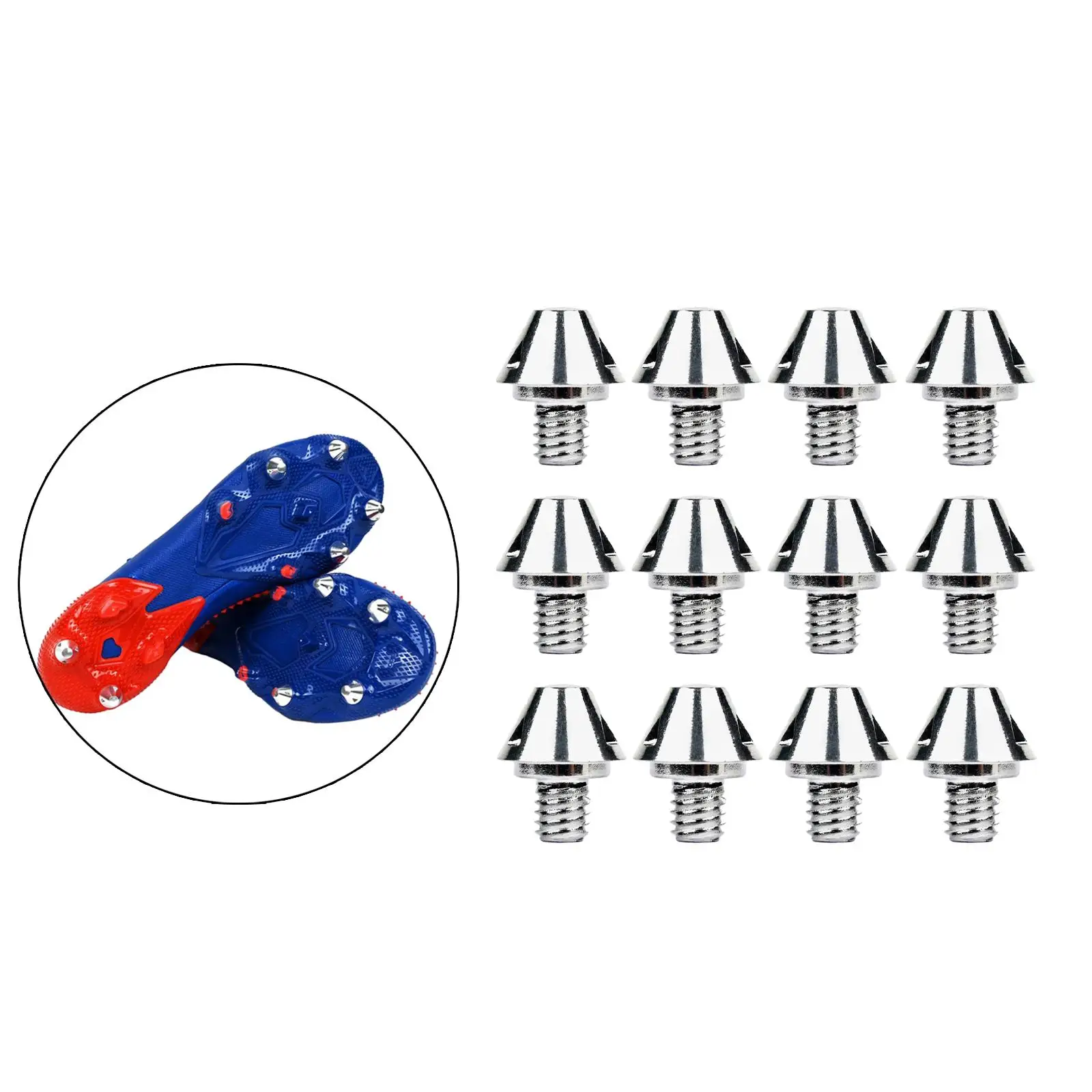 

12x Soccer Boot Cleats Football Boot Studs Anti Slip Firm Ground Comfortable M6 Threaded Rugby Shoes Studs for Competition