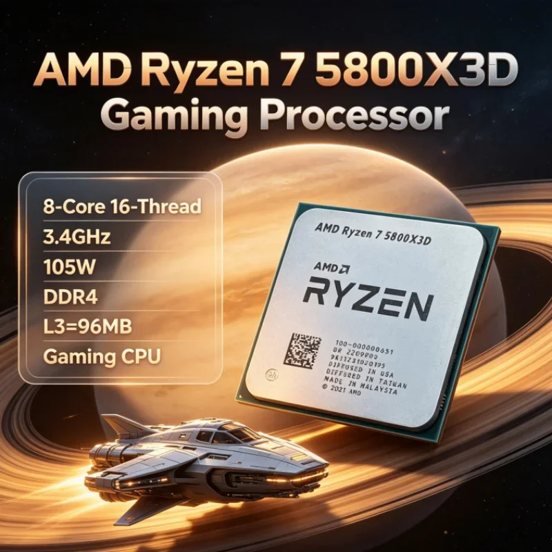 AMD R7 5800X3D 96 MB 105W Gaming Processor 3.4 GHz Ryzen 7 CPU Processor 8-Core 16-Thread 7nm DDR4 for Design