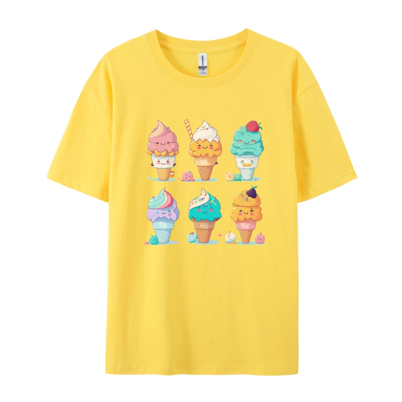 Cute Sweet Ice Cream Cone T-shirt Graphic T-shirts For Men Fashion Funny Cotton Short Sleeves Tops Male Mens Clothing Plus Size