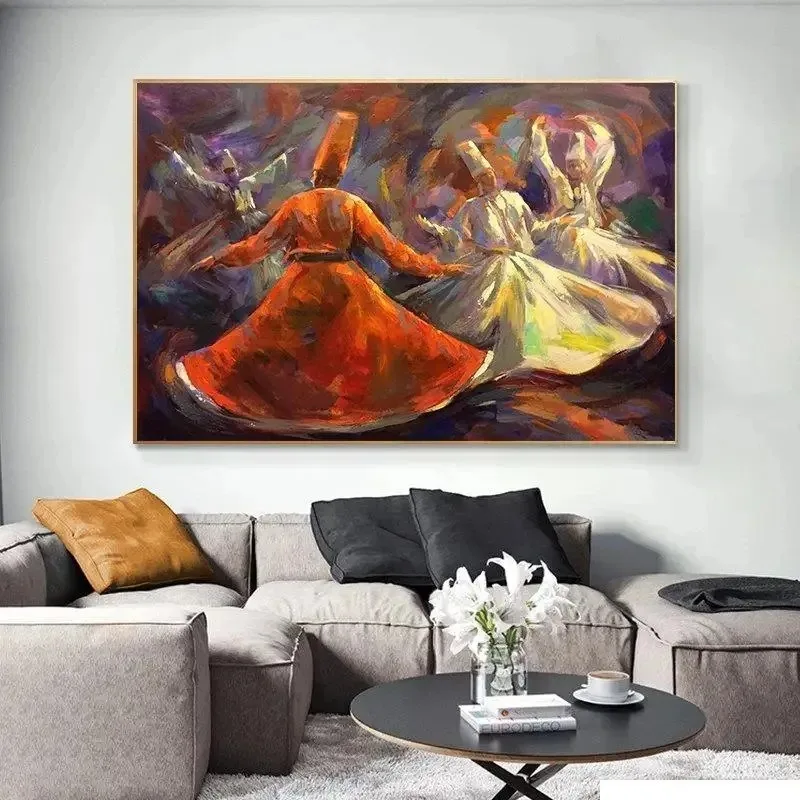 Sufi Whirling Dervish Oil Painting Art Canvas Print Islam Muslim Posters Egypt Wall Art Pictures for Living Room Home Decor