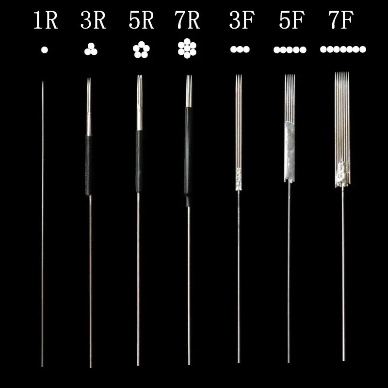 100Pcs Microshading Needle 1R/3R/5R/5F/7F Tattoo Needle for Eyebrow Permanent Makeup Giant Sun Tattoo Machine Supplies