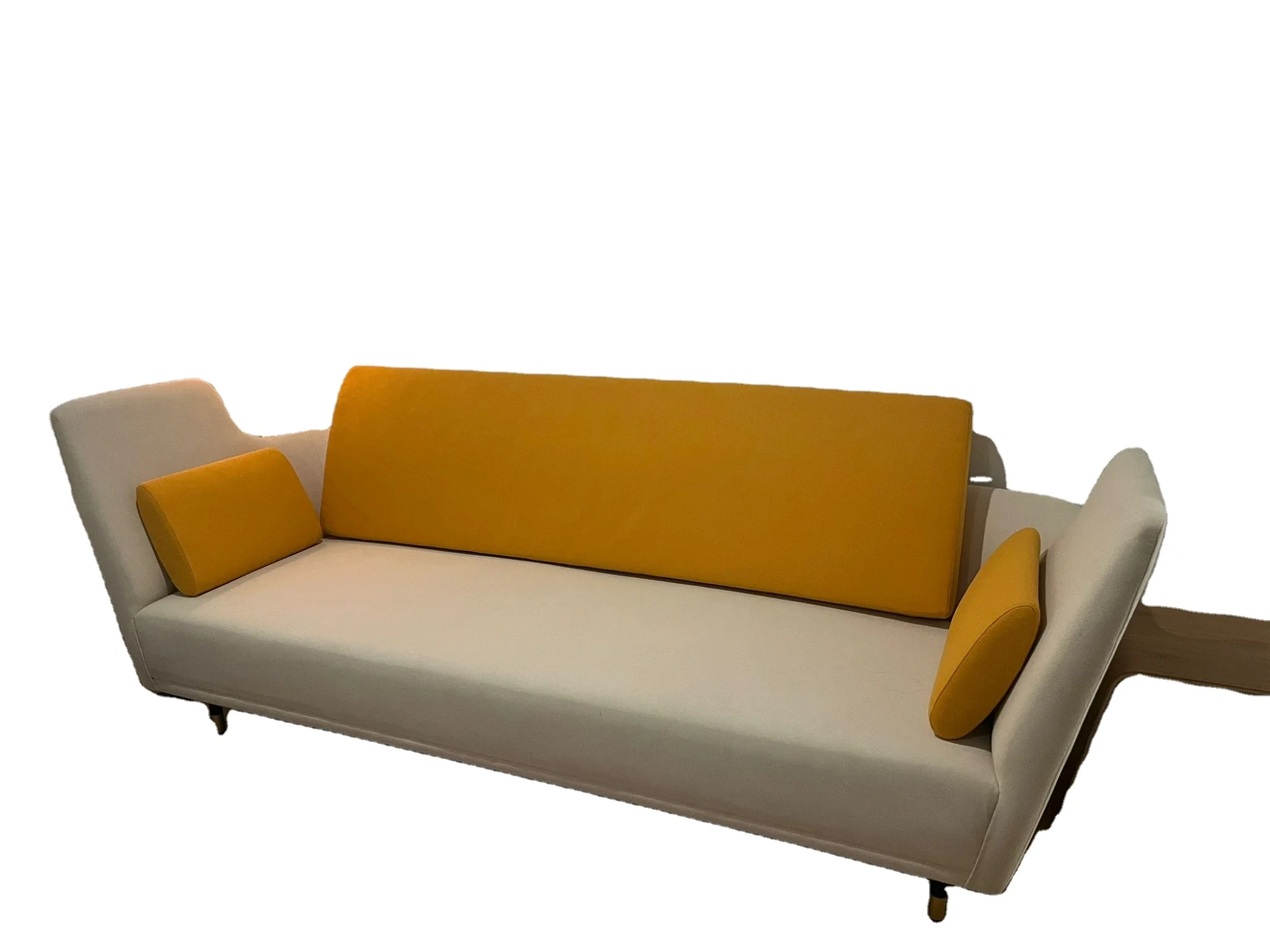 &Modern Two Seat Corner Sofa Wood Legs Fabric Cover Sponge Filled Inflatable Design Durable Construction