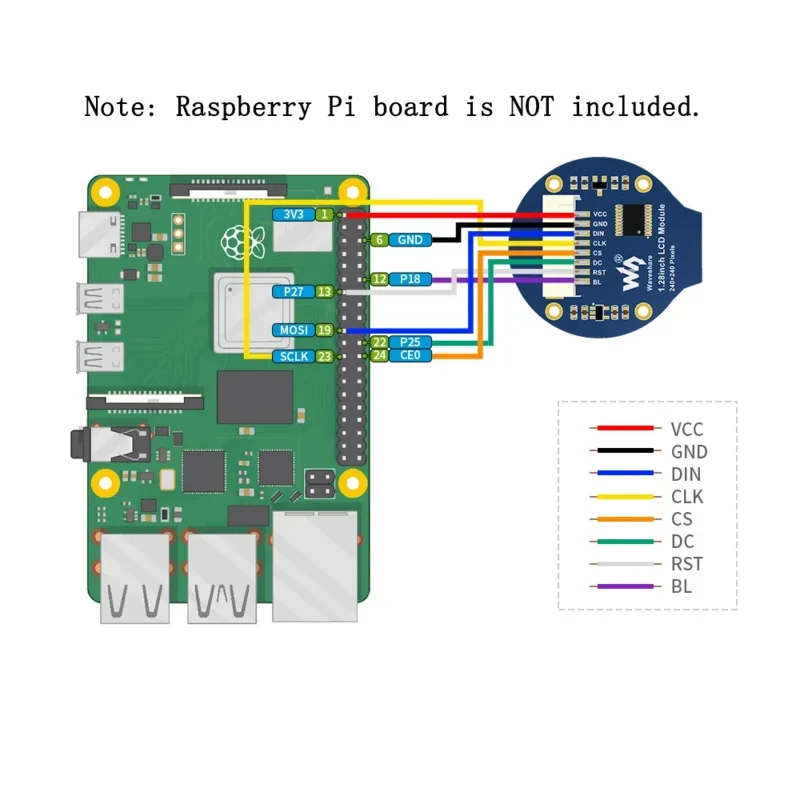 1.28inch SPI round IPS LCD display screen module kit for STM32 RPI Raspberry Pi 0 3 Model B 3B plus 4 5 zero 0W 2