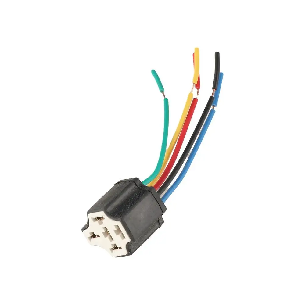 High Relay With Pins Car Relay Holder Ceramic Copper Cable 5 Pins Auto Relay Socket Repair Replacement