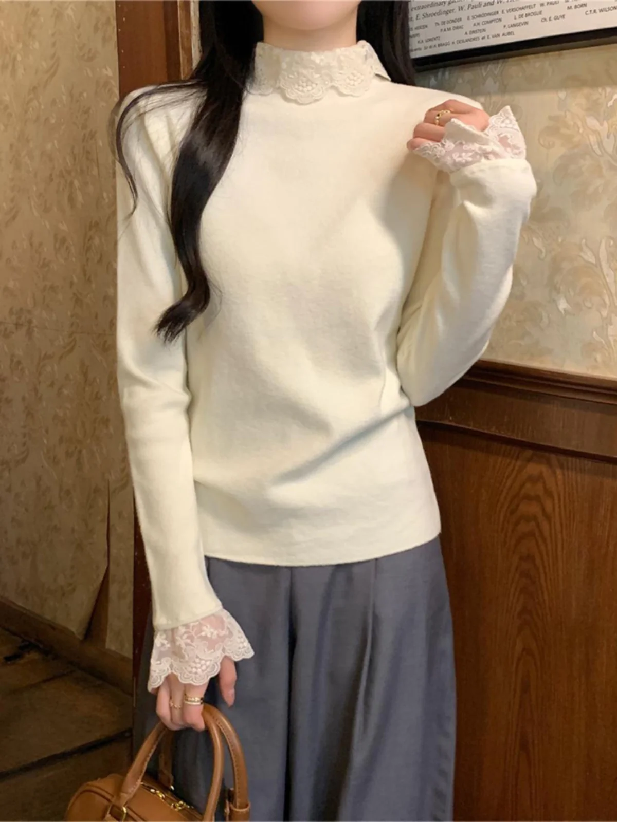 

Женские пуловеры и свитеры: осенние и зимние комплекты в корейском стиле, эстетичные, золотистые, базовые, шерстяные, вязаные, приталенные, хлопковые, модные, повседневные, в стиле Ins