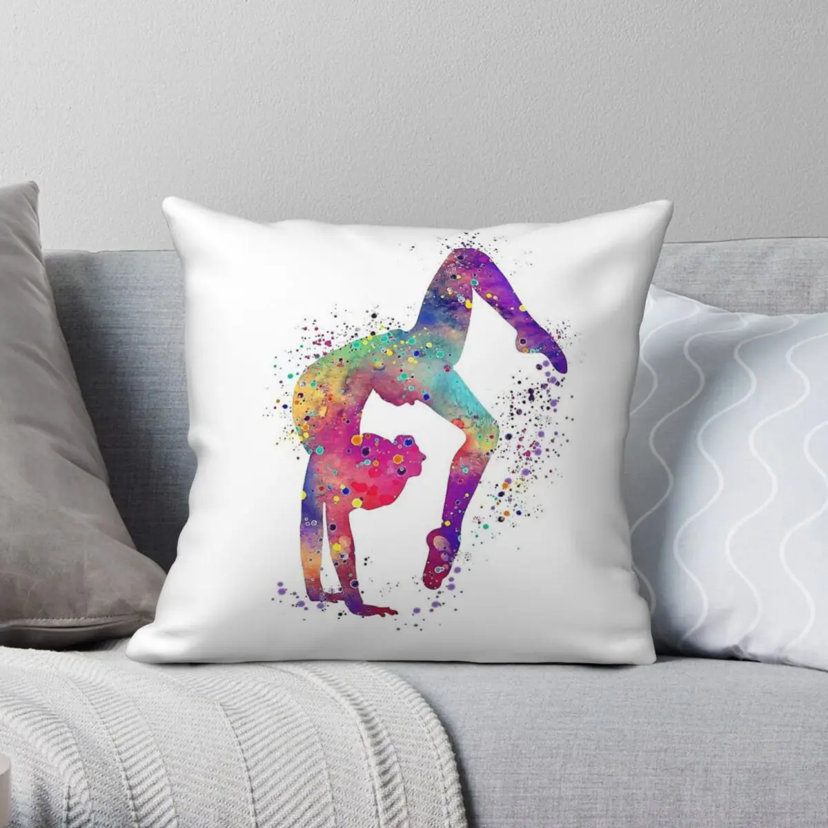 Gymnastics Girl Tumbling Colorful Pillowcase Polyester Linen Velvet Printed Decor Throw Pillow Case Car Cushion Cover Wholesale