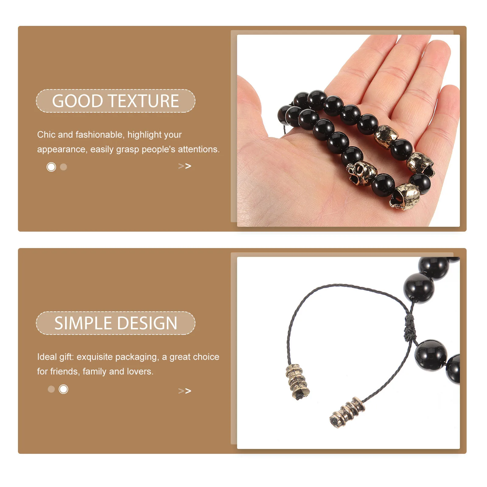 

Skull Bracelet Handmade Beads Bracelet Eye-Catching Style Sports Events Men Women Wrist Jewelry Male Skull Beads Bracelets