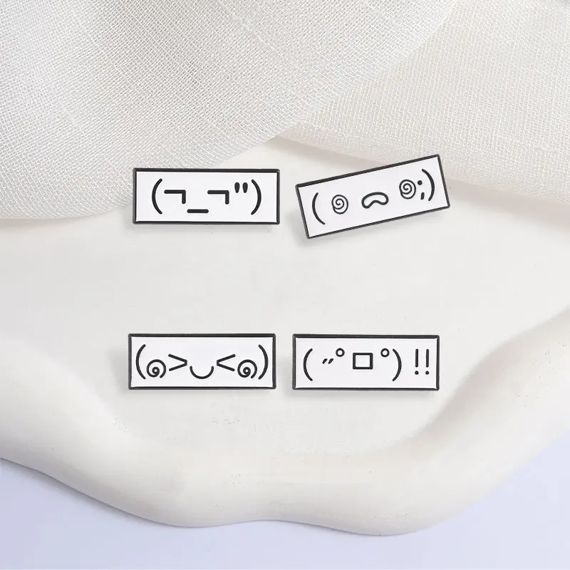 Cute Cartoon Kaomoji Emoticon Enamel Pins Anime Lovers Brooches Fashion Lapel Badge Backpack Clothes Jewelry Gift for Friends