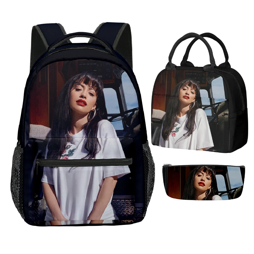 Cartoon Novelty Cool Selena Quintanilla 3D Printed 3pcs/Set Student School Bags Laptop Backpack portable Lunch bag Pencil Case