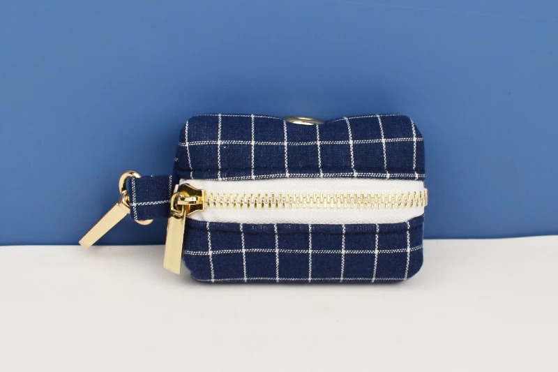 Dark Blue Check Dog Collar Leashes Harness Bow Set Grid 02