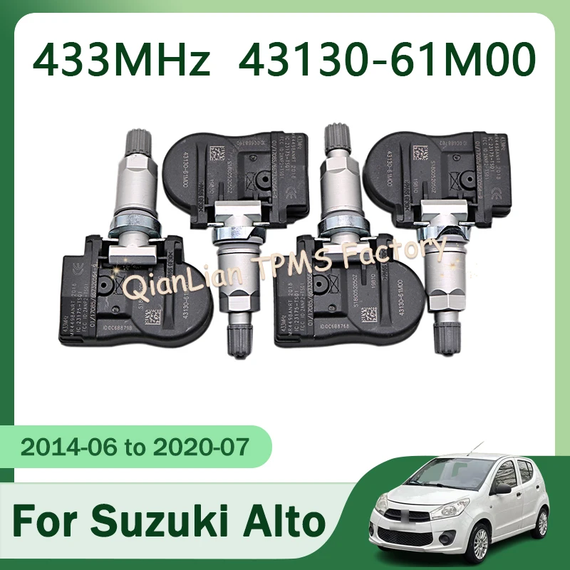 

1/4pcs 43130-61M00 TPMS Sensor For Suzuki Alto Baleno Cultus Grand Vitara II Ignis Jimny Tire Pressure Monitoring System 433MHz