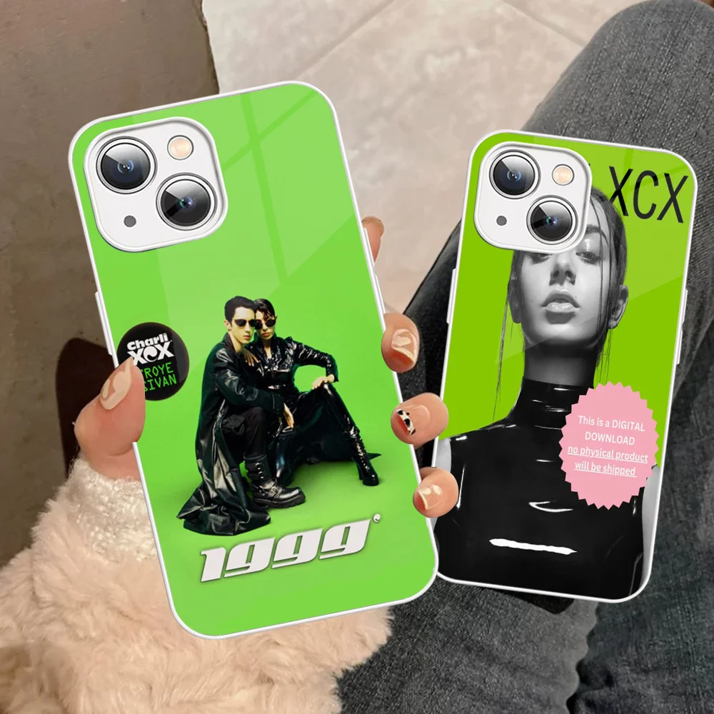 BRAT Charli XCX UK Singer Phone Case For iPhone 14 13 12 Mini 11 Pro XS Max X XR 14 Plus Tempered Glass Cover