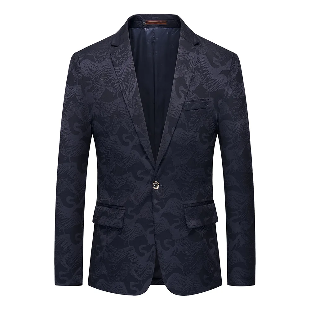 Europe and The United States Navy Dark Pattern Fashion Men's Leisure Suit Korean Version of The New Slim Suit One-piece Jacket.