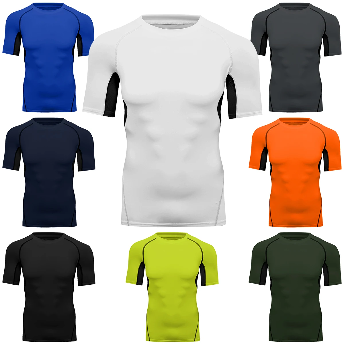 Men's Compression Workout T-Shirt Short Sleeve Quick Dry Fitness Bodybuilding Tight Gym Tops Moisture Wicking Running T Shirts