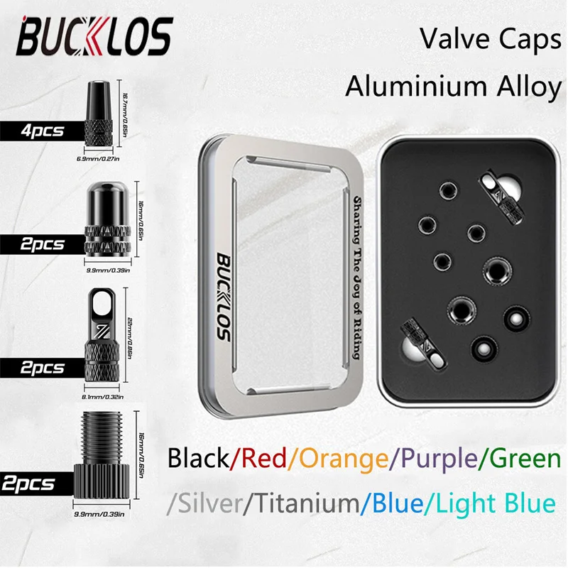 

BUCKLOS Mountain Bike Presta Valve Cap CNC Aluminum Alloy Valve Core Removal Tool Caps Portable Durable F/V To A/V Adapter