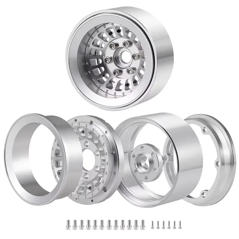 Hot Sale 4Pcs Aluminum Alloy 1.9inch 30mm Width Beadlock Wheels Rims Hub for A103008 T92076 1/10 RC Crawler Car Upgrade Parts
