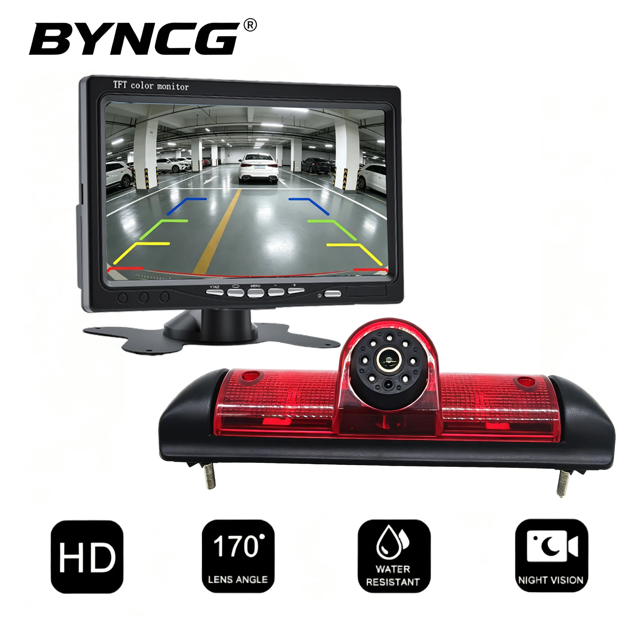 7 Inch Ahd Rear Camera Monitor Car Waterproof IR 170° Brake Angle With Parking Light Reverse View Auto Night Wide Guide Back Kit