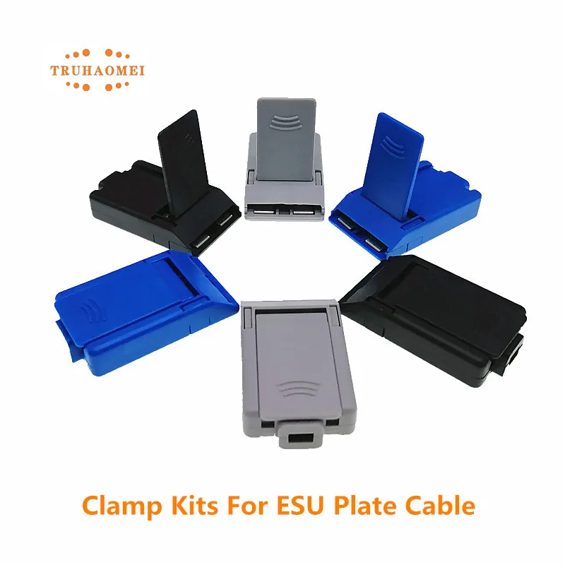 10 PCS ESU Connector Clamp Kits Assembled In Blue Grey Black Color For Electrosurgical Patient Board Wire ESU Grounding Cable