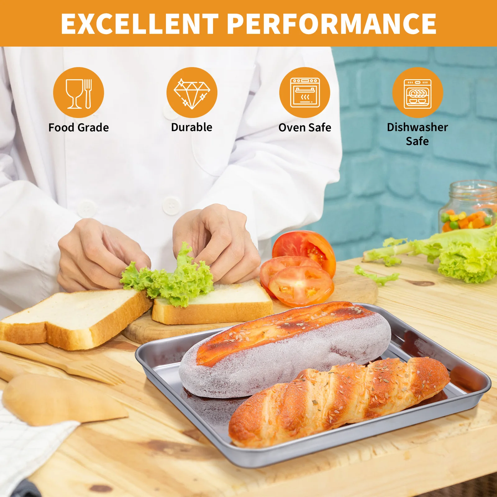 

1Pcs Stainless Steel Rustproof Baking Tray Ideal for Oven Barbecue Party Graduation Family Gathering Bake Pan Baking Plate