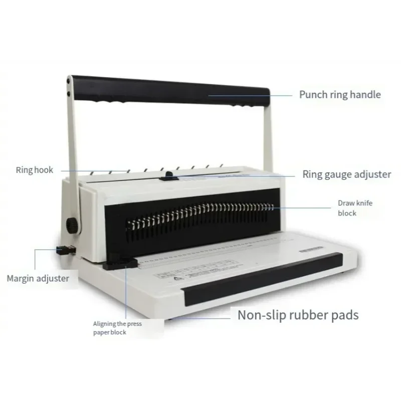 34 hole desktop calendar iron ring binding machine with full pull blade double line hanging calendar W20A