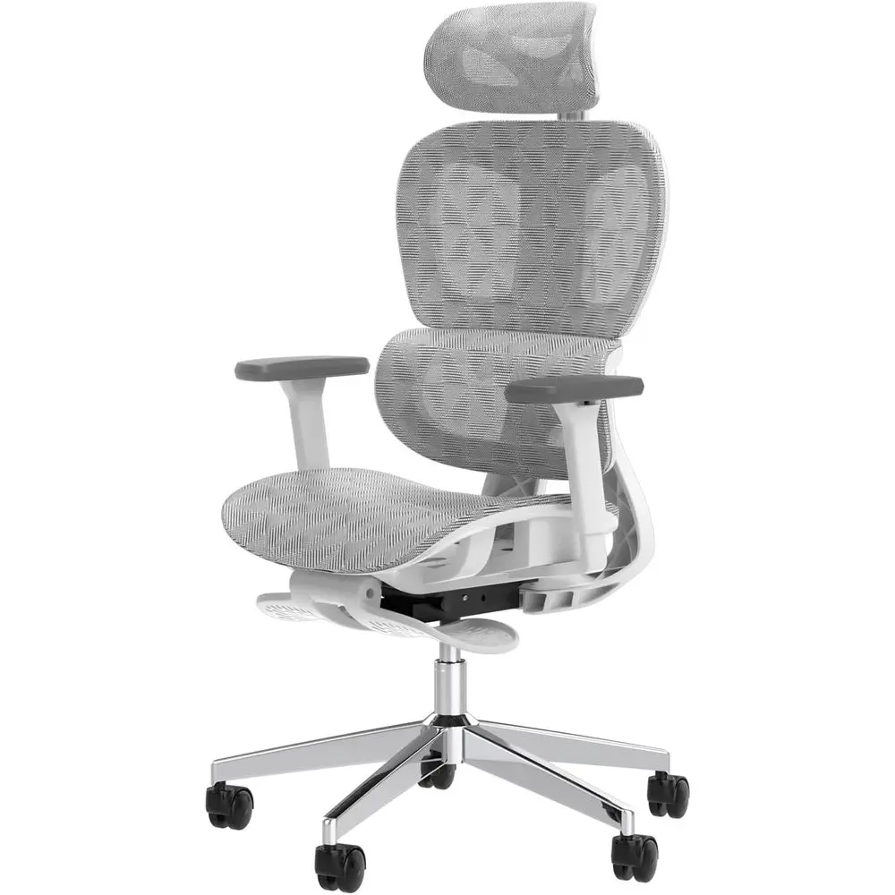 

Ergonomic High-Back Mesh Chair with Adjustable Lumbar Support and Seat Depth for Big and Tall, Suitable for Home or Office, Whit