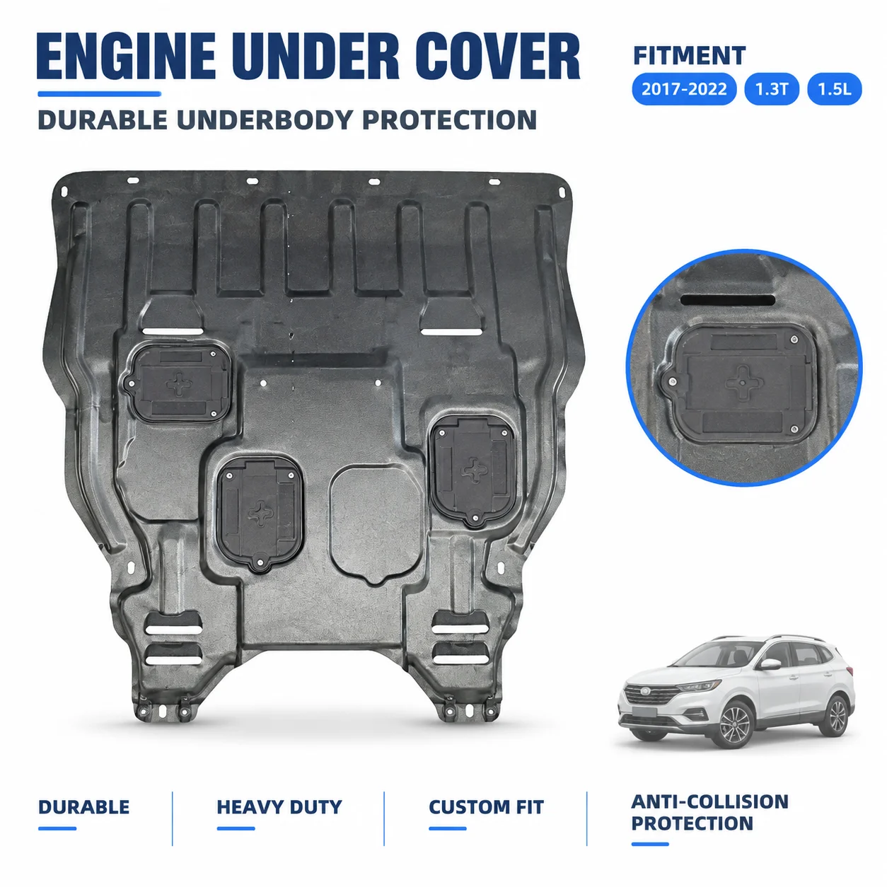 Custom Fit Splash Shield Fit For MG ZS 2017-2022 1.3T 1.5L Secure Fitment Vehicle Underside Coverage Underbody Protection