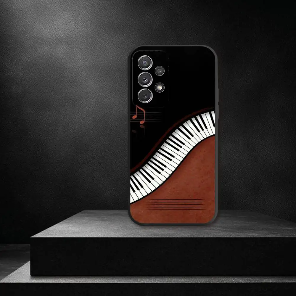 Klavier-Klassikmusik-Handyhülle für Samsung S 25,24,23,22,30,21,10,9,Ultra,Plus,Lite,FE,4,5G, schwarze weiche Hülle