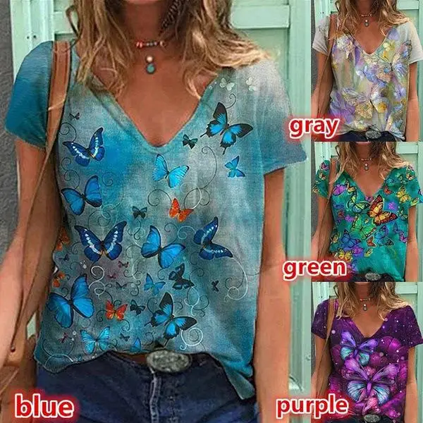 

Floral Print Pullover ort Sve Women's T-irt Comfortable Loose Fit Polyester Spring Summer Casual Top