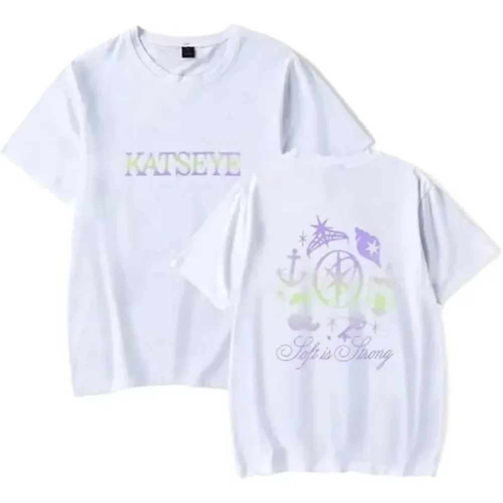 2026 Katseye Merch Distressed T-Shirt Fashion Pop Music Round Neck Short Sleeve Sweatwear Streetshirt Cool Summer T-Shirt Tops