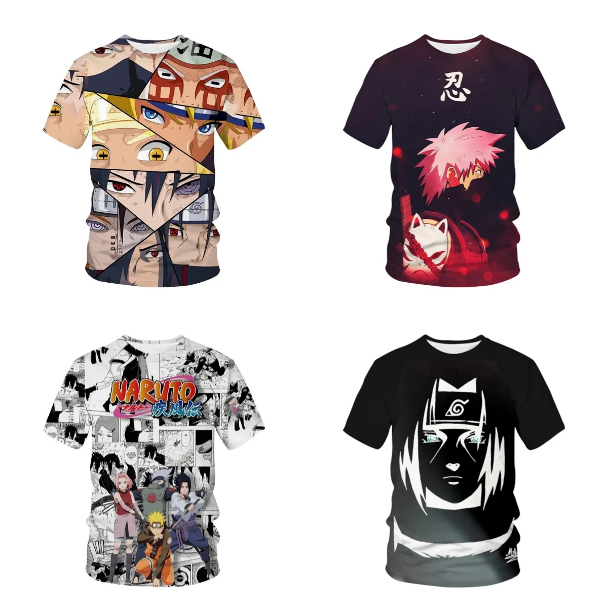 

2025 Summer Hot-selling New Naruto Japanese Manga Anime Two-dimensional Printing Teen Student Short-sleeved T-shirt Top