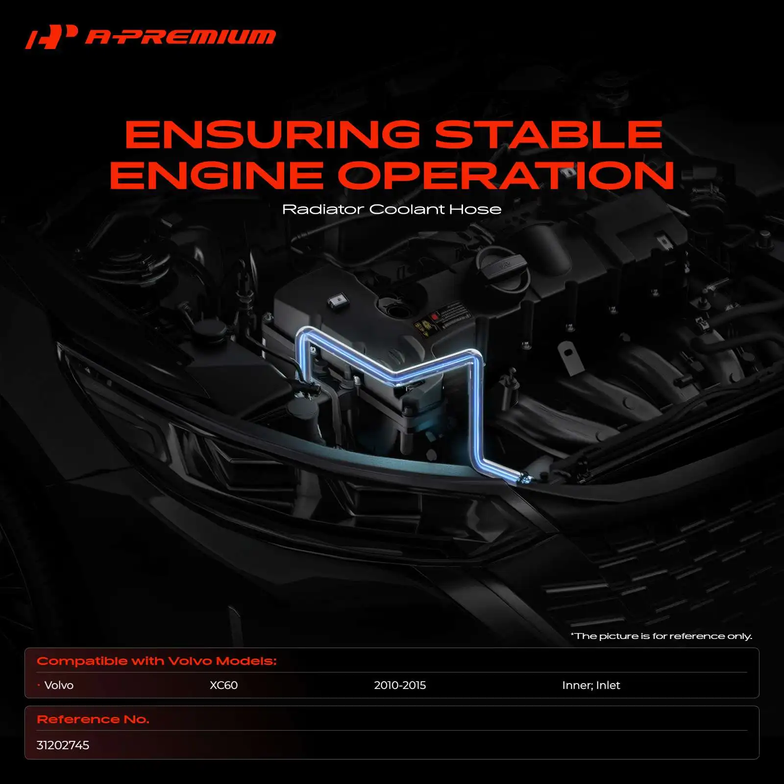 A-Premium Inlet Radiator Hose Warm Air Pipe for Volvo XC60 2010-2015