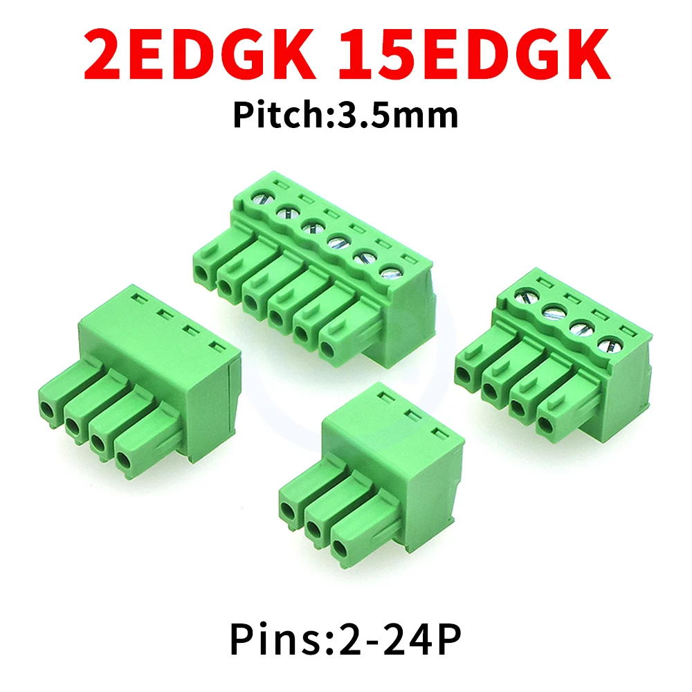 10 Pcs KF 2EDGK KF2EDGK 3.5mm Solderless Green Phoenix Plug-in Terminal Block JM 15EDGK