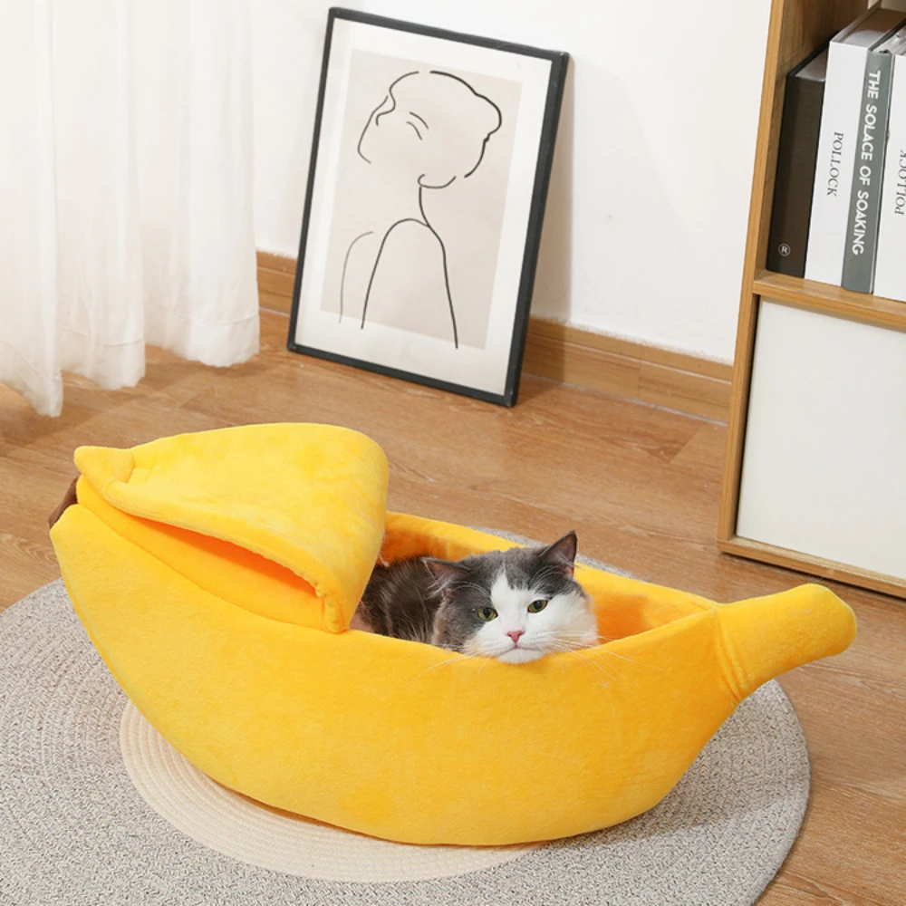 

Cat Bed Cute Banana Shape, Pet Bed, Pet Supplies, Soft and Warm Cat Cushion for Cats, Puppies, Rabbits, Small Dogs