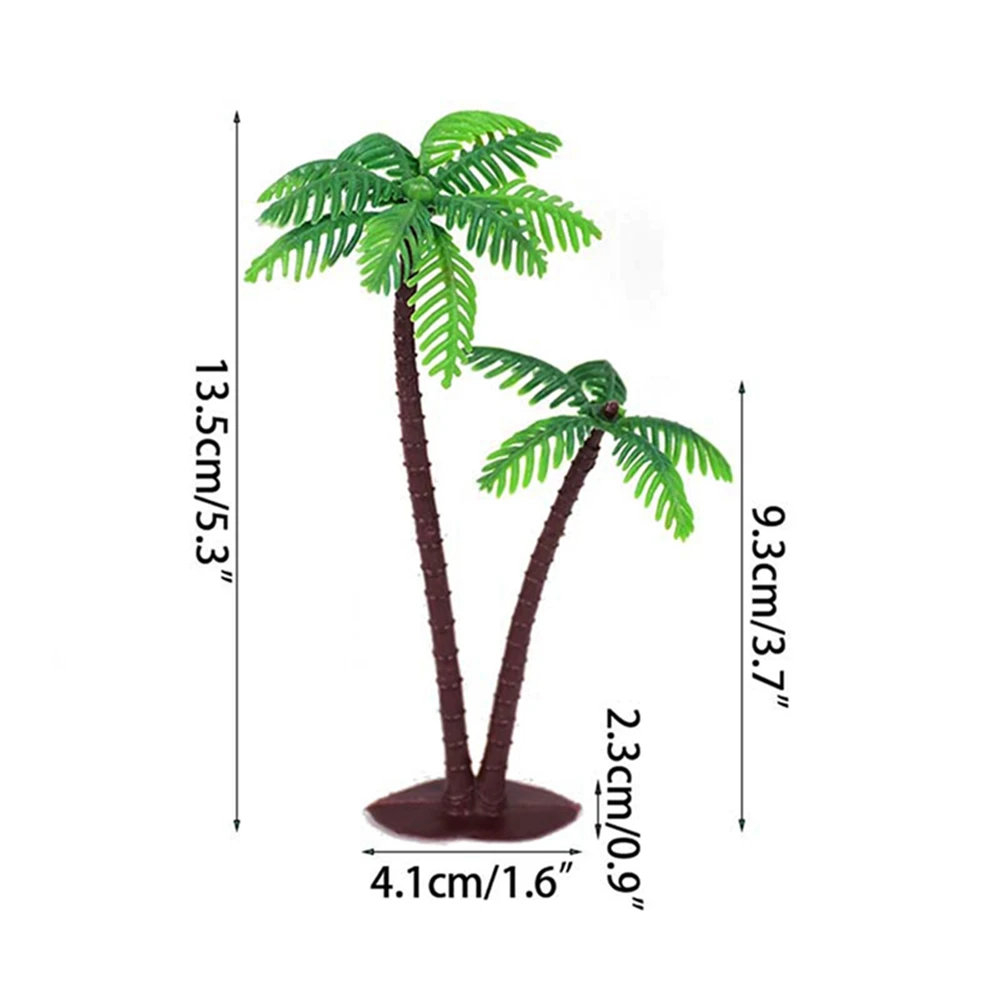 10pcs Palm Tree With Coconuts Cake Topper Coconuts Tree Cupcake Topper For Hawaiian Tropical Baby Shower Kids Birthday Party