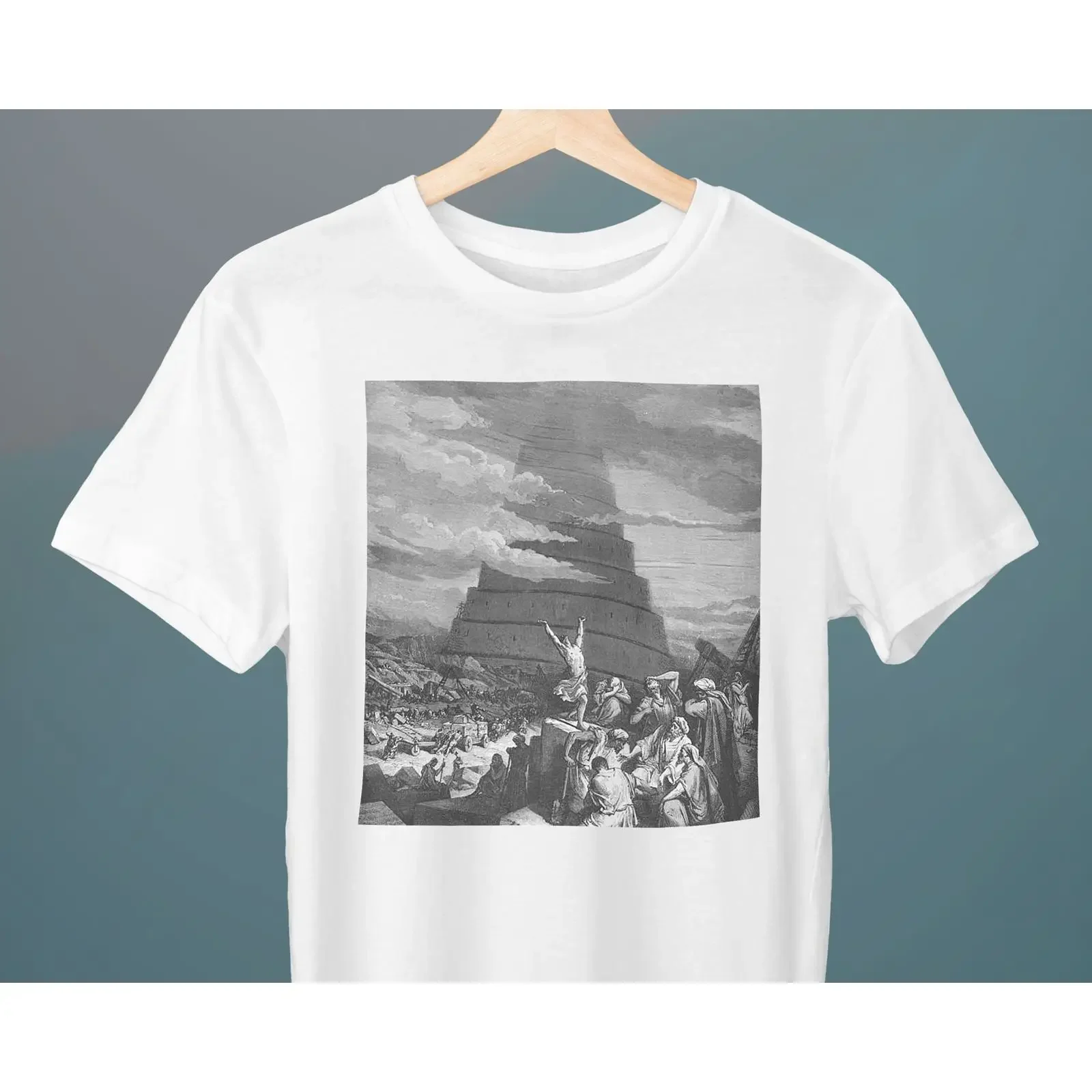 Confusion of Tongues Gustave Dore T Shirt Tower Babel The Holy Bible Art for Her Him vintage Washed Comfortable graphic