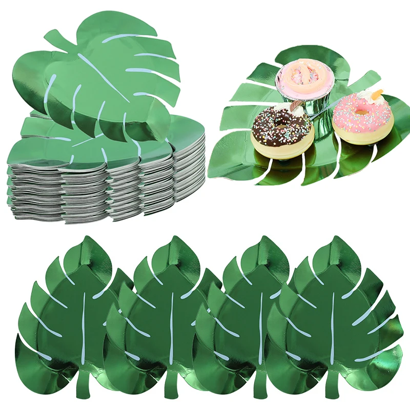 8/10 Stück Pappteller in Schildkrötenblatt-Form, hawaiianische Party-Servierplatte, tropische Sommer-Hochzeits-Tischdekoration, Dschungel-Geburtstagszubehör