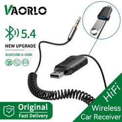 Bluetooth 5.4 Car Audio Adapter 3.5MM AUX Wireless Music Receiver With Mic Hands-free U-Disk Play For Amplifier Speaker Car Kit