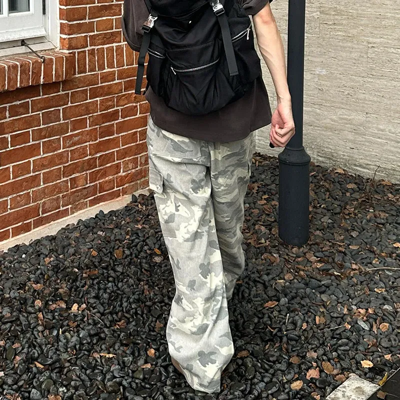 Pantaloni da lavoro mimetici larghi a gamba dritta ey Pantaloni casual da paracadutista da uomo bianchi americani retrò