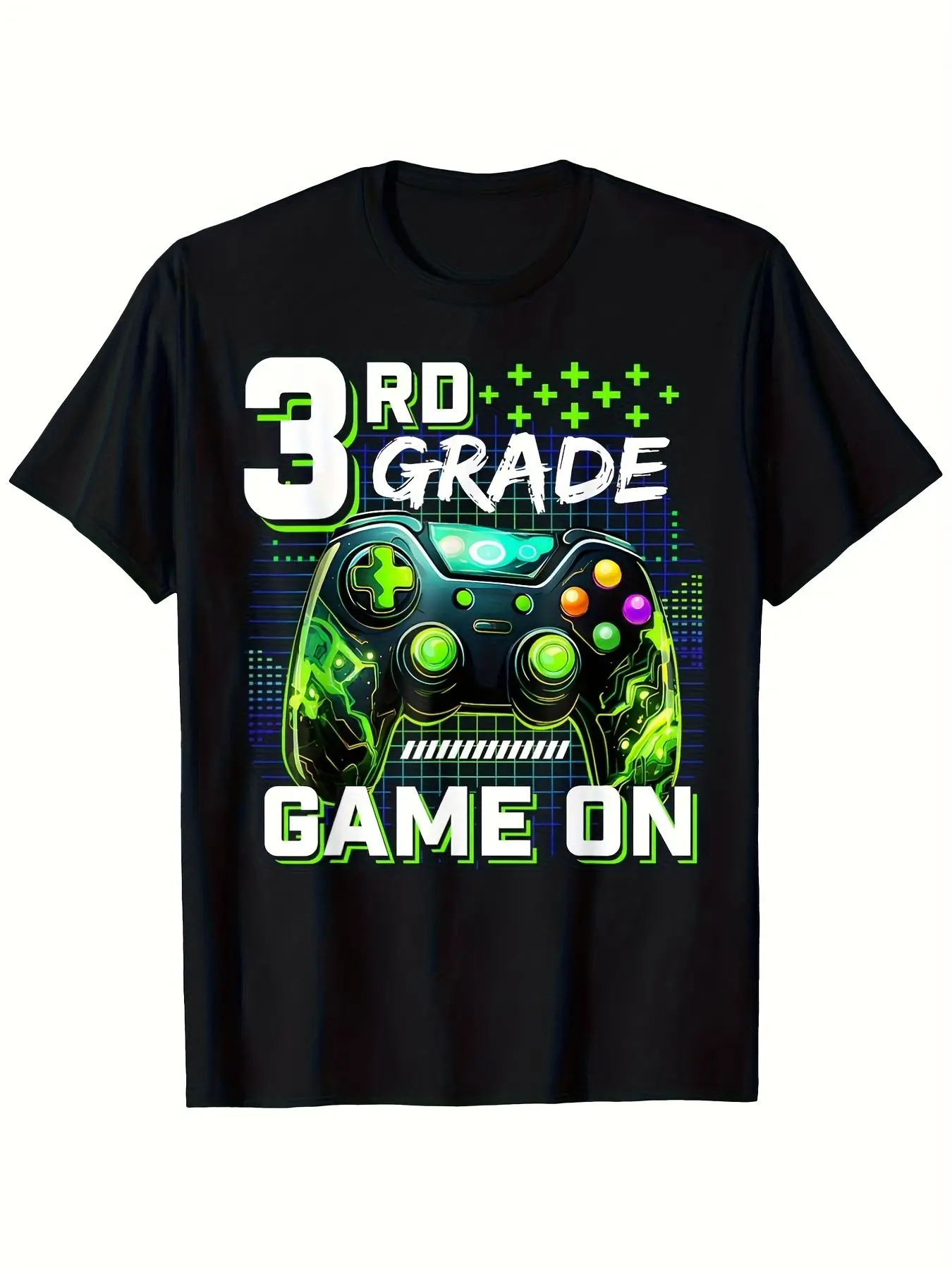 3Rd Grade Gamer T-Shirt - Fun Black T-Shirt with Graphic Design Featuring Neon Green Game Controller and Eye-Catching Text, Perfect for Boys, Ideal Gift for Young Gamers